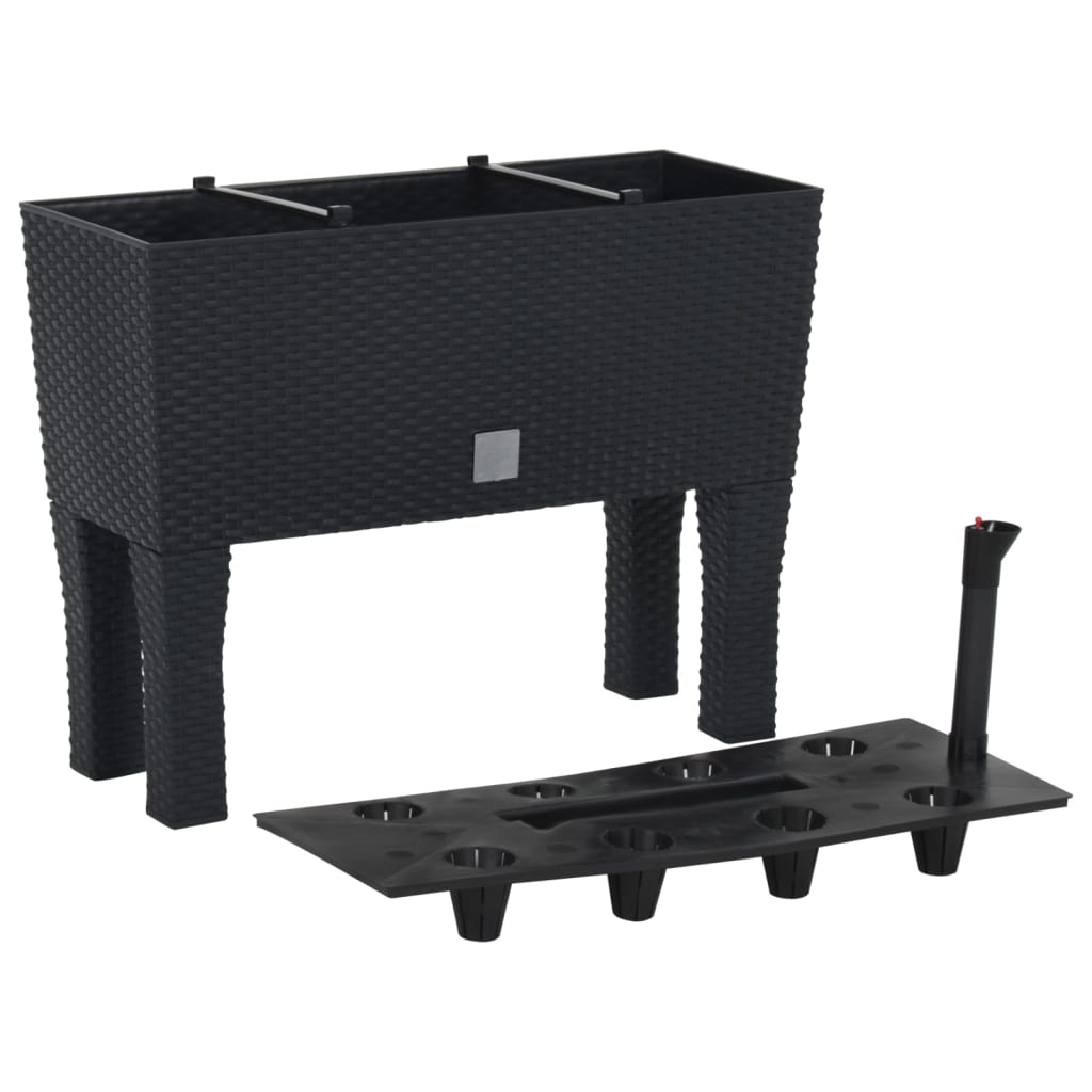 Vidaxl plantenbak verhoogd 60x25x46 cm pp rotan antracietkleurig