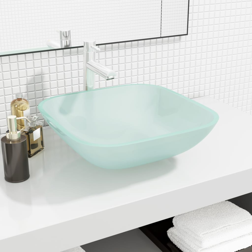 Vidaxl wasbak 42x42x14 cm glasmat