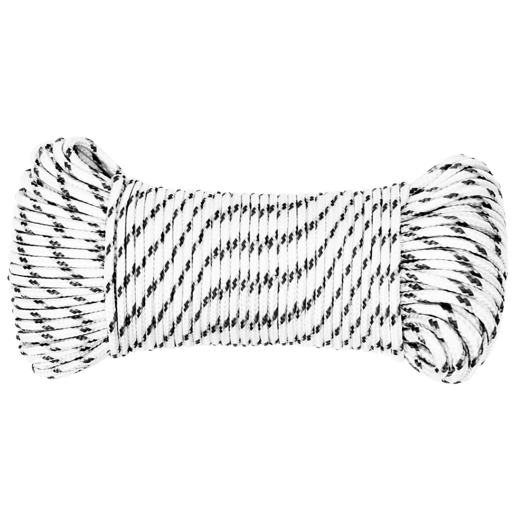 Vidaxl boottouw gevlochten 3 mm x 500 m polyester wit
