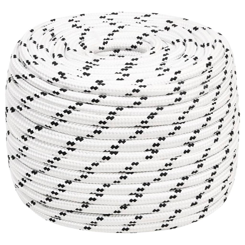 Vidaxl boottouw gevlochten 14 mmx100 m polyester wit