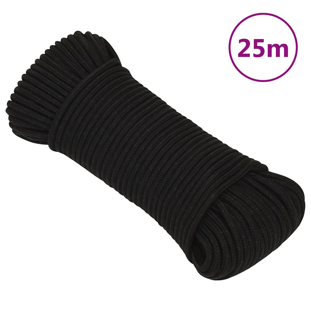 Vidaxl werktouw 3 mm 25 m polyester zwart