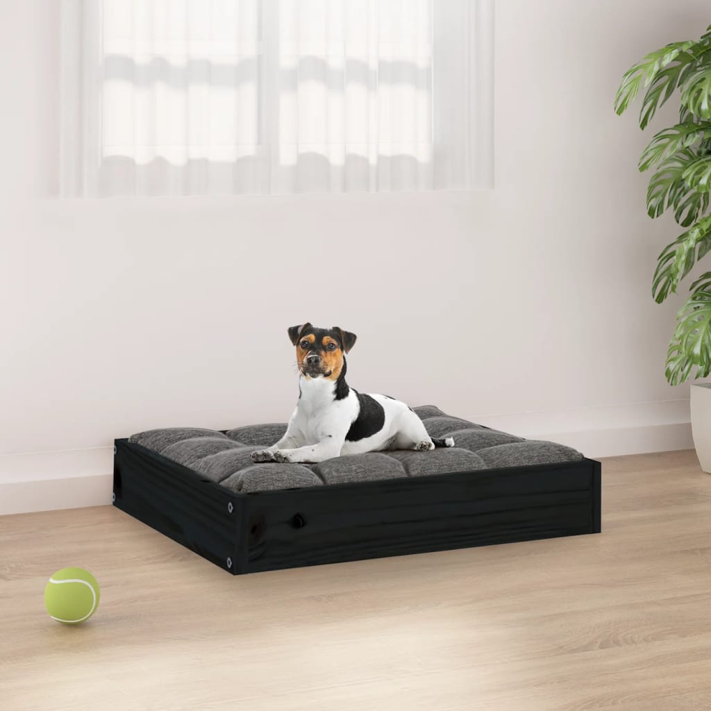Vidaxl hondenmand 51,5x44x9 cm massief groenenhout zwart