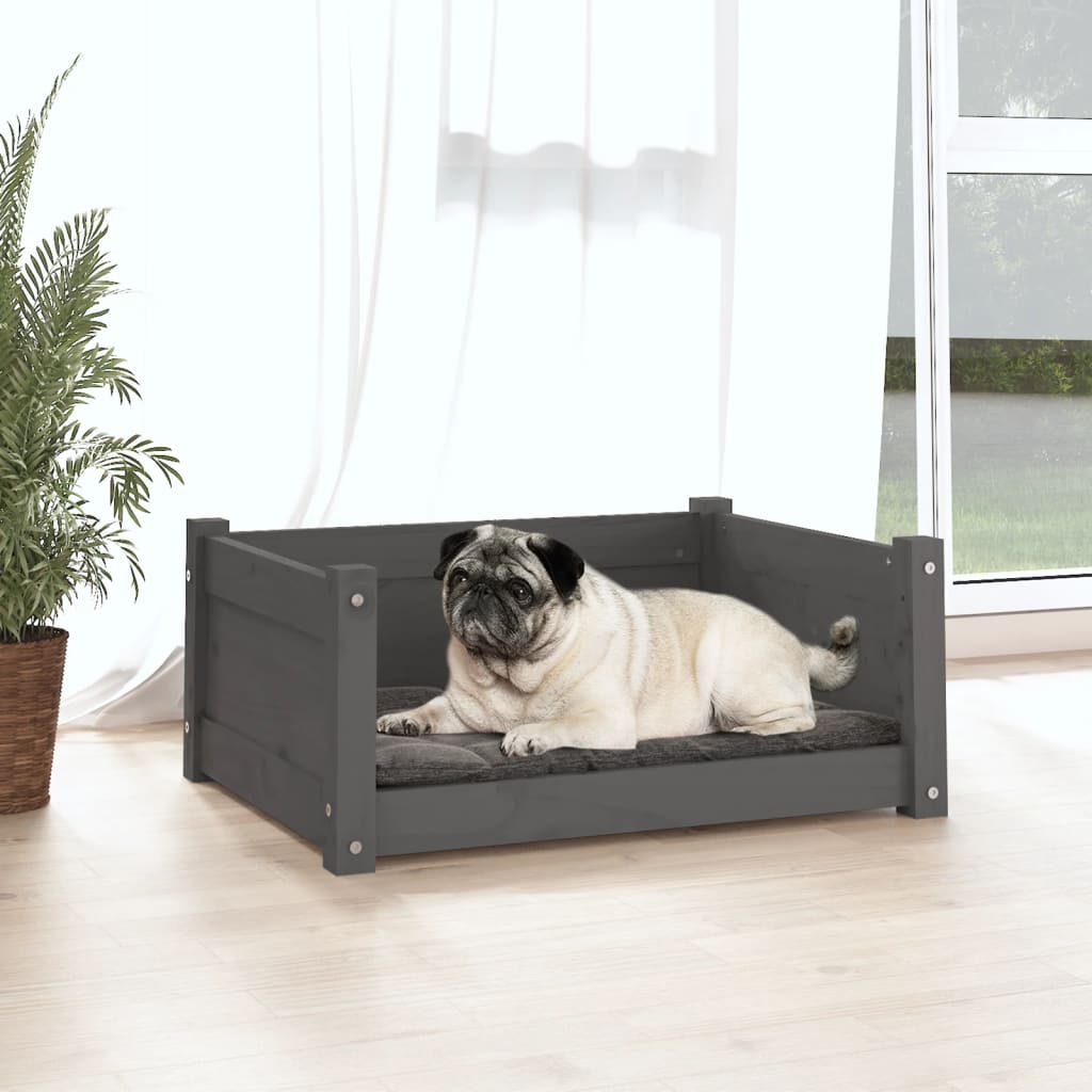 VidaXL Hondenmand 65,5x50,5x28 cm massief groenenhout grijs
