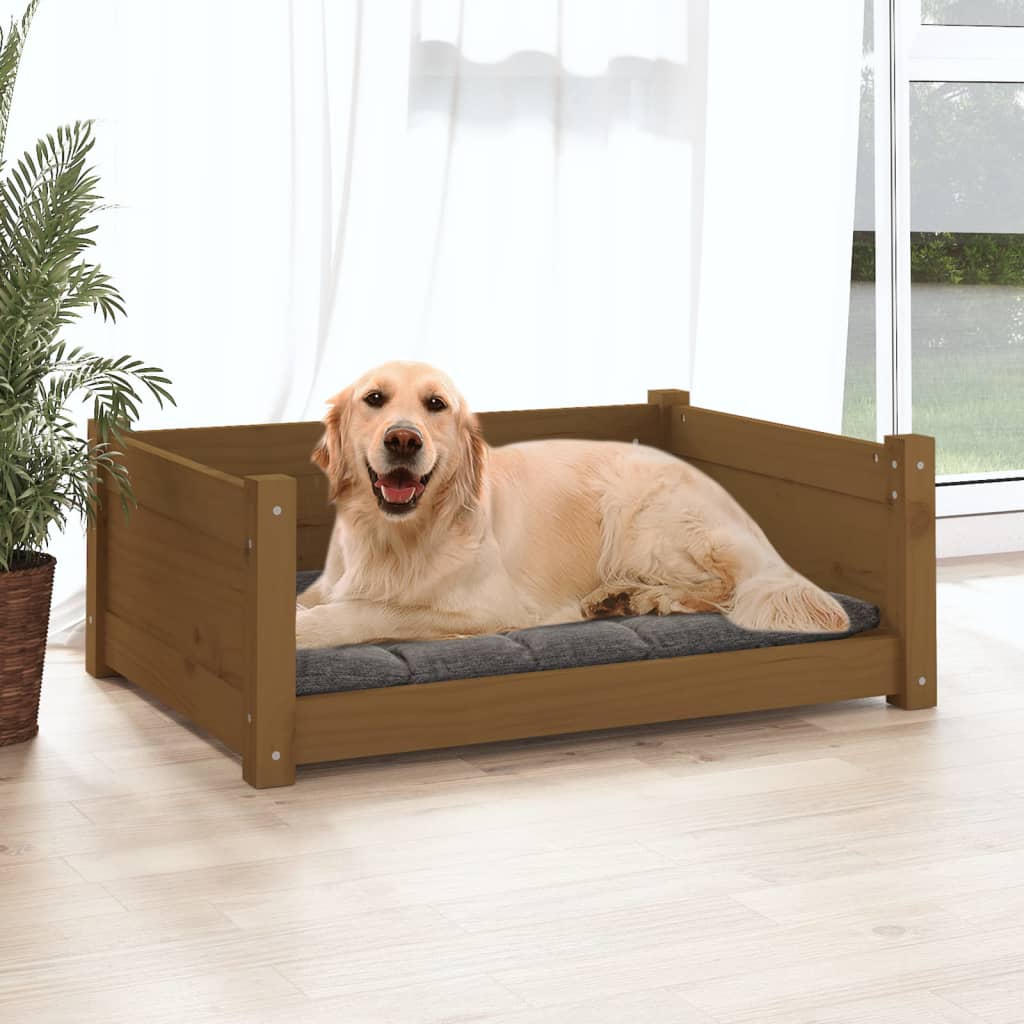 VidaXL Hondenmand 75,5x55,5x28 cm massief groenenhout honingbruin