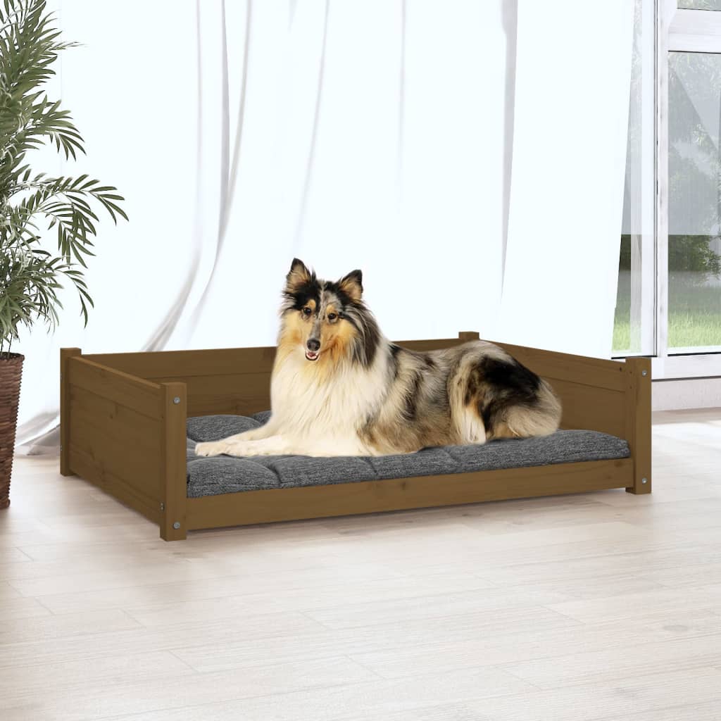 VidaXL Hondenmand 95,5x65,5x28 cm massief groenhout honingbruin