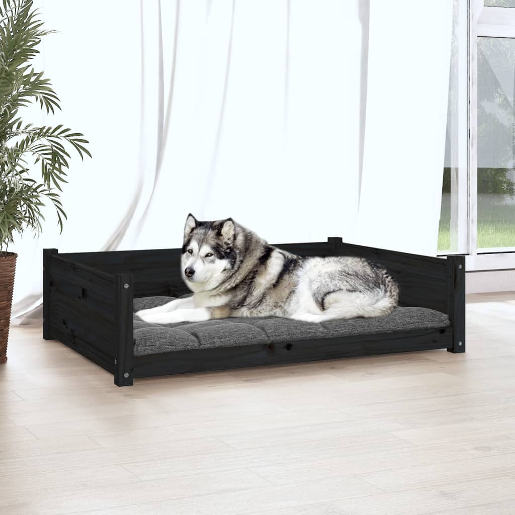 Vidaxl hondenmand 105,5x75,5x28 cm massief grenenhout zwart