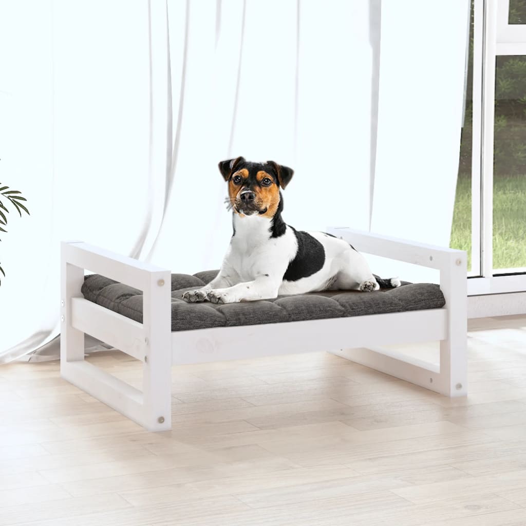 Vidaxl hondenmand 55,5x45,5x28 cm massief groenhout wit