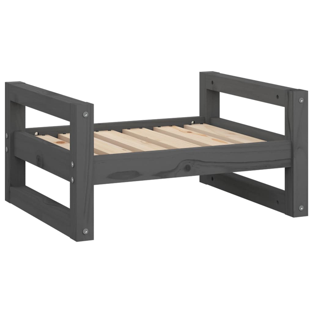 Vidaxl hondenmand 55,5x45,5x28 cm massief groenenhout grijs