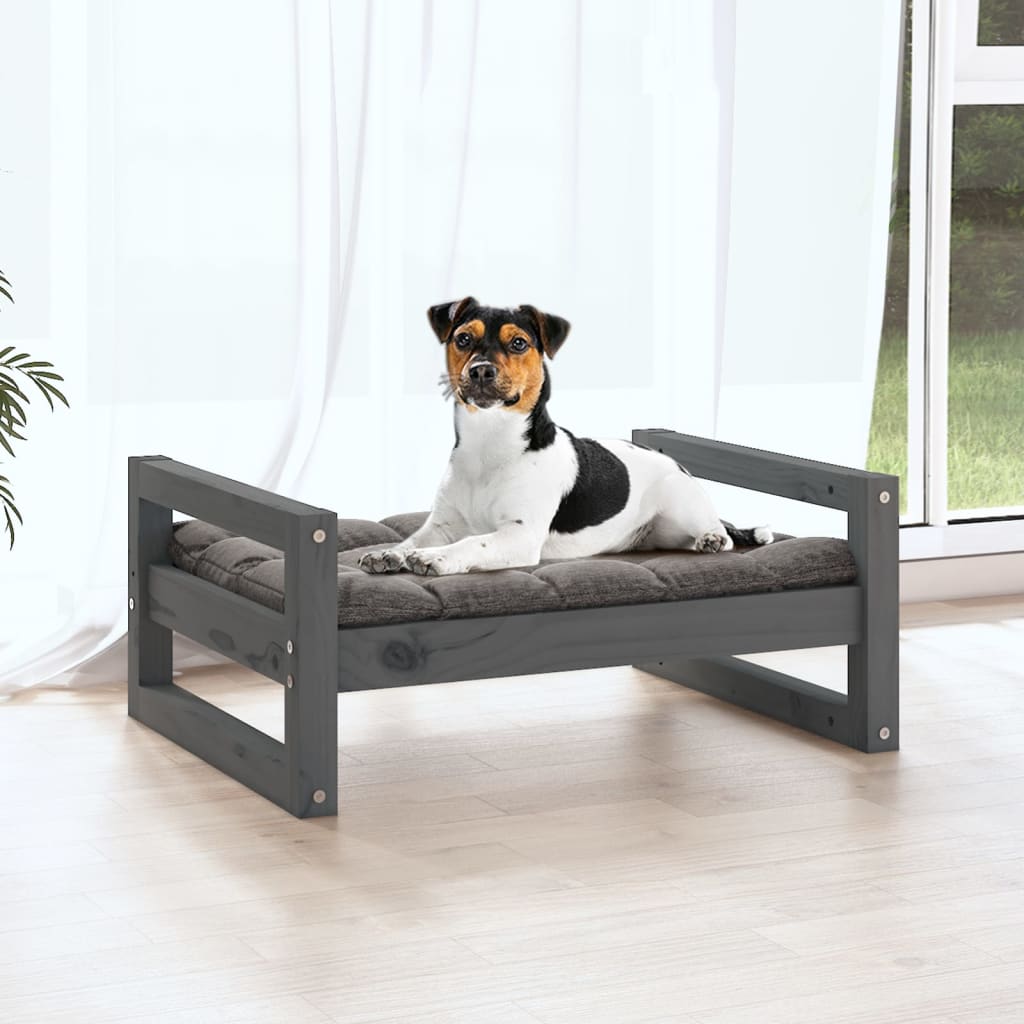 Vidaxl hondenmand 55,5x45,5x28 cm massief groenenhout grijs
