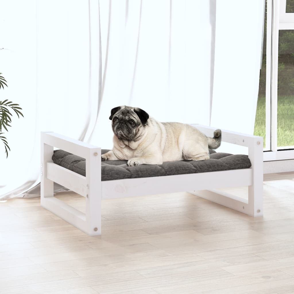 VidaXL Hondenmand 65,5x50,5x28 cm massief grenenhout wit