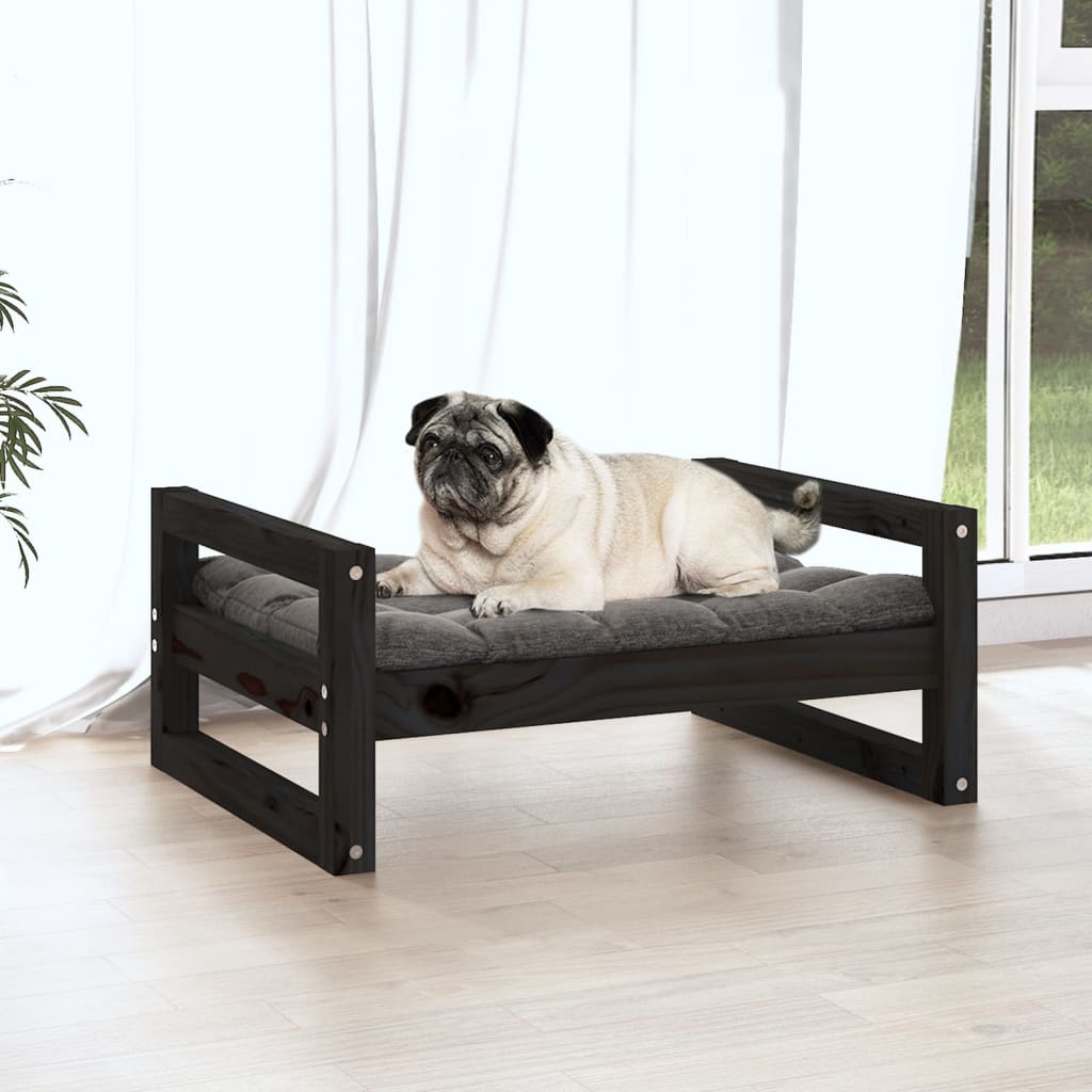 Vidaxl hondenmand 65,5x50,5x28 cm massief groenenhout zwart