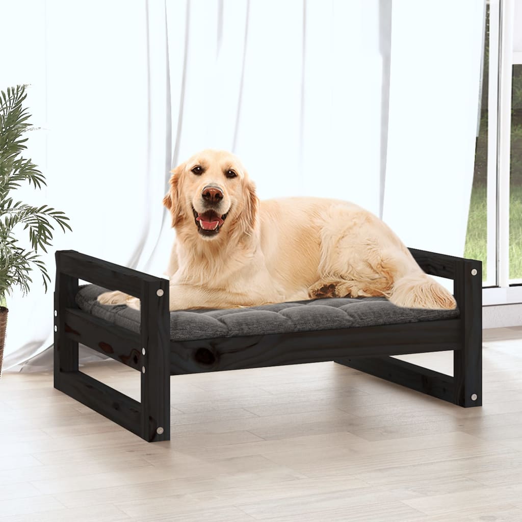 Vidaxl hondenmand 75,5x55,5x28 cm massief groenenhout zwart