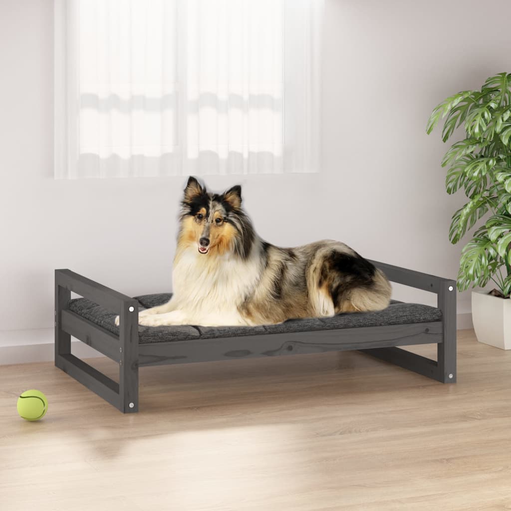 Vidaxl hondenmand 95,5x65,5x28 cm massief groenenhout grijs
