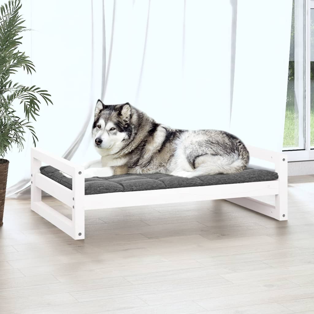 Vidaxl hondenmand 105,5x75,5x28 cm massief groenhout wit