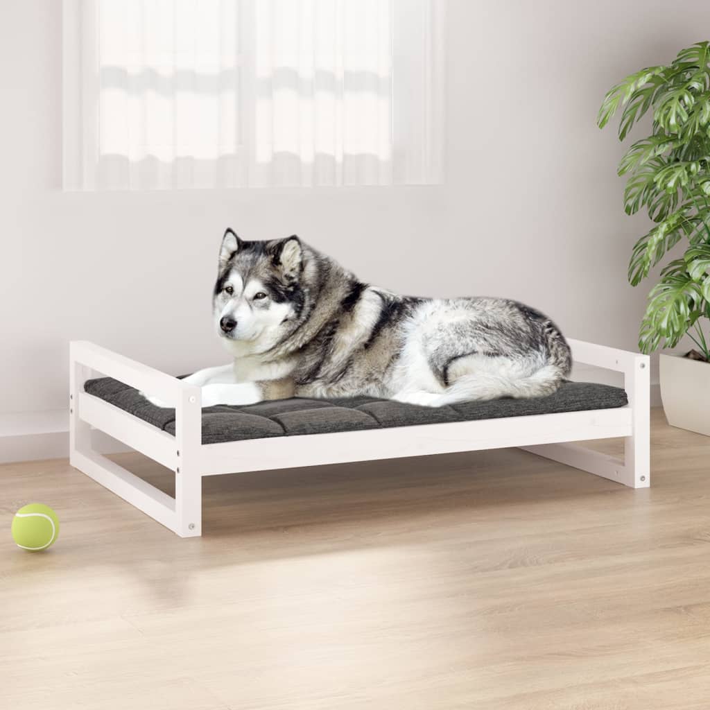 Vidaxl hondenmand 105,5x75,5x28 cm massief groenhout wit