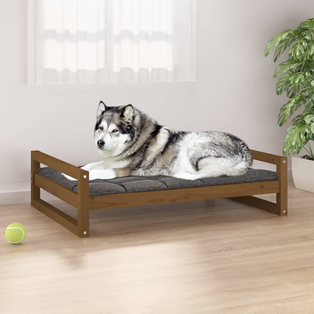 Vidaxl hondenmand 105,5x75,5x28 cm massief groenhout honingbruin