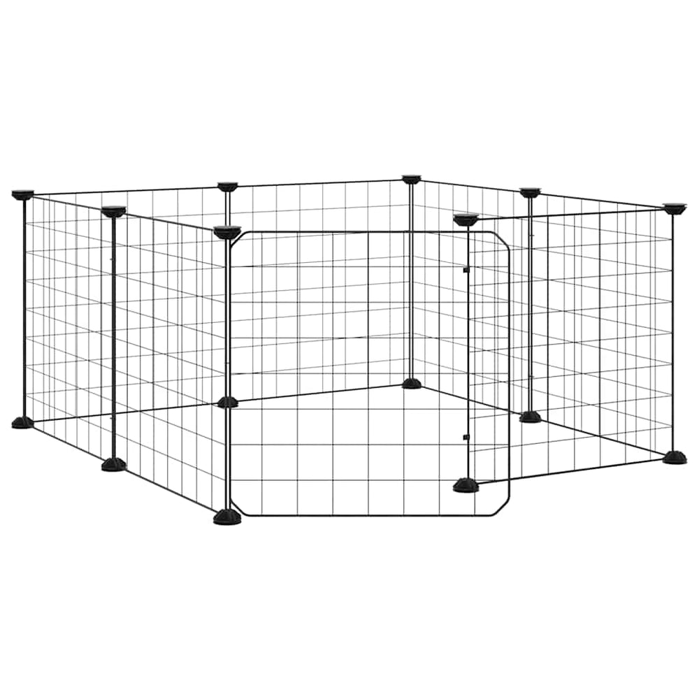 Vidaxl huisdierkooi met 8 panelen en deur, zwart 35x35 cm staal