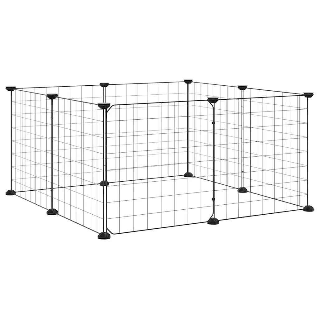 Vidaxl huisdierkooi met 8 panelen en deur, zwart 35x35 cm staal