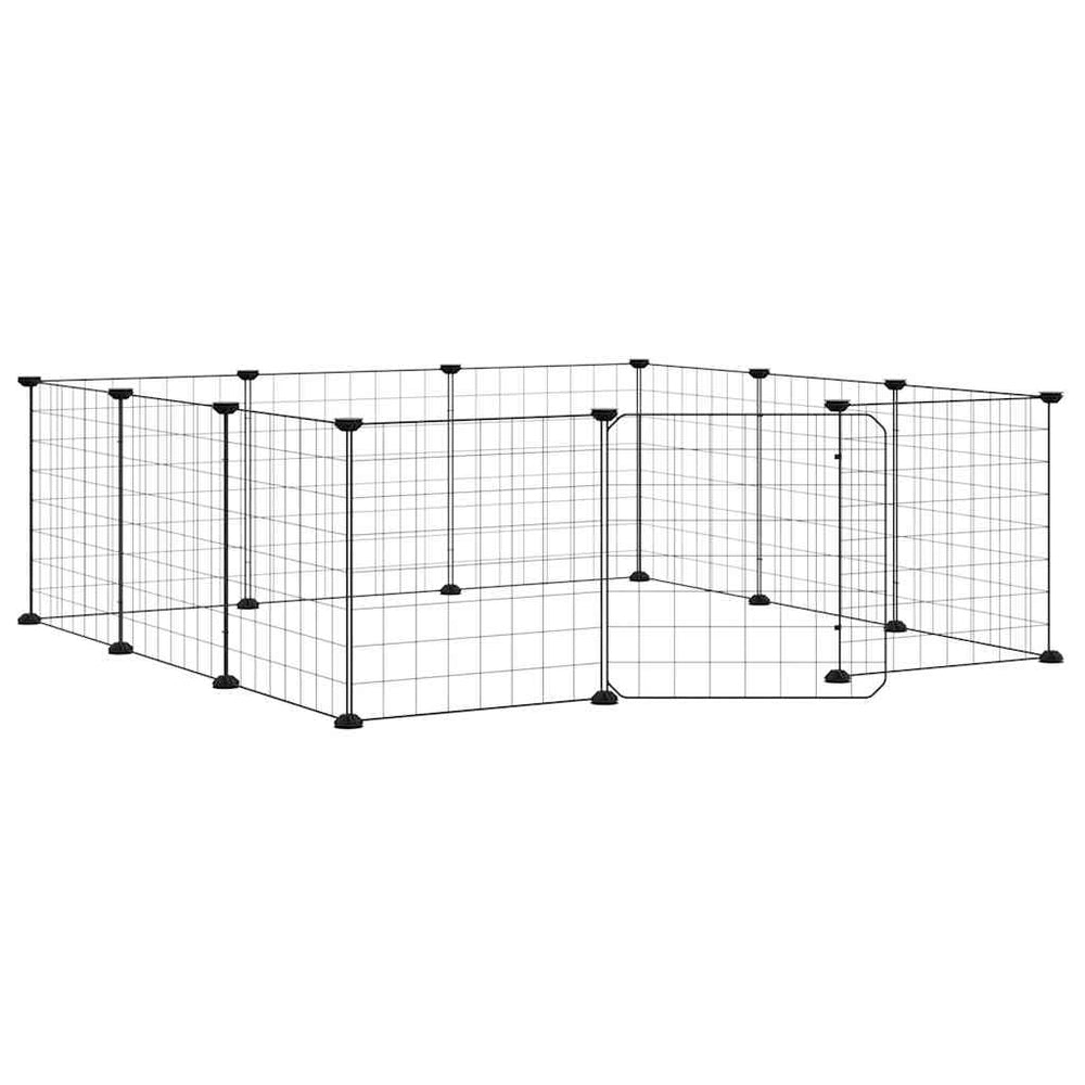 Vidaxl huisdierkooi met 12 panelen en deur, zwart 35x35 cm staal