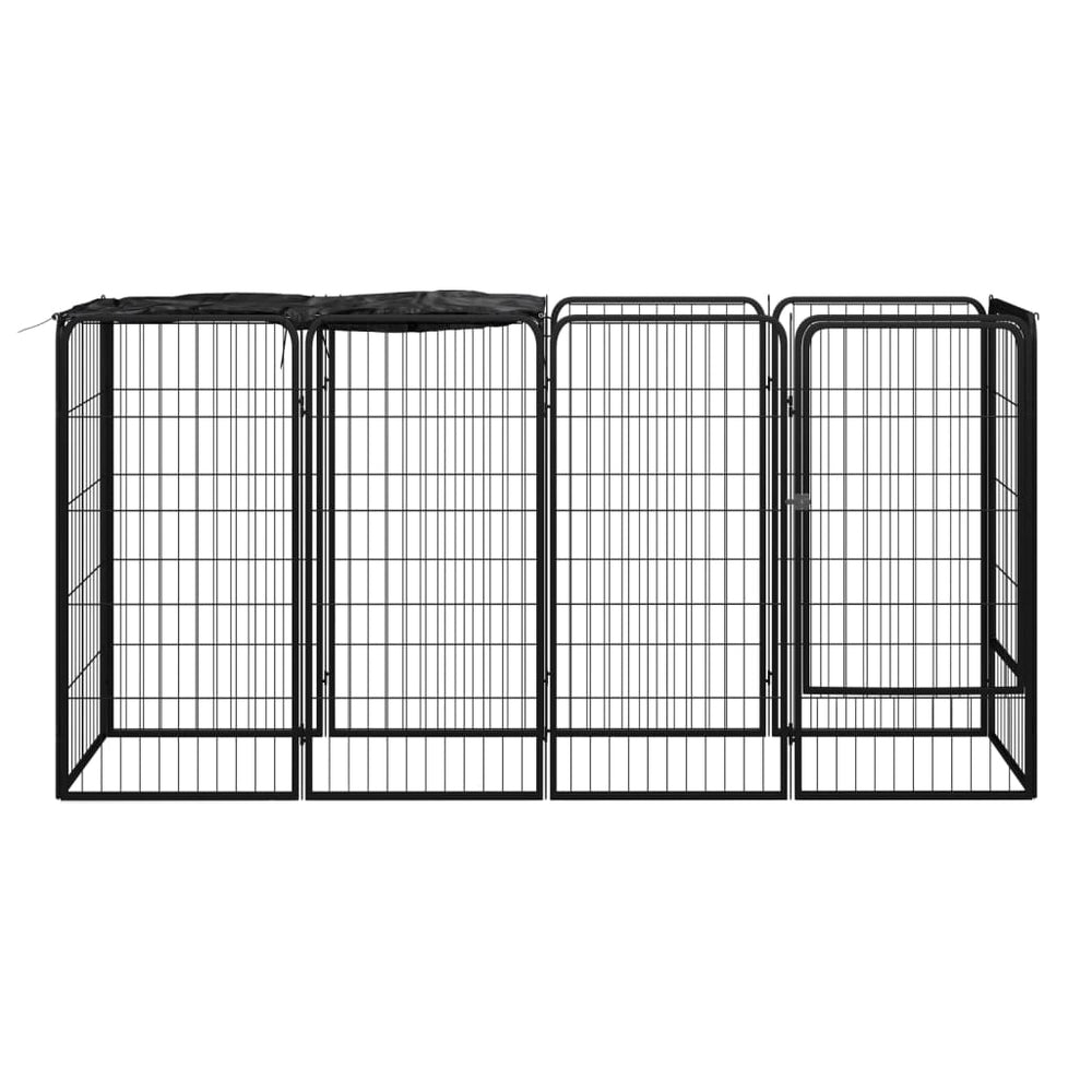 Vidaxl hondenkennel 10 panelen 50 x 100 cm gepoedercoat staal zwart