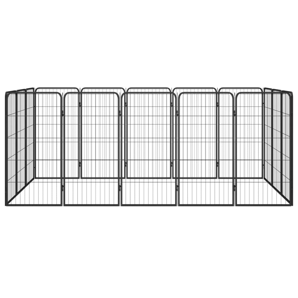 Vidaxl hondenkennel 16 panelen 50 x 100 cm gepoedercoat staal zwart