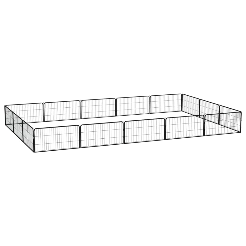 Vidaxl hondenkennel 16 panelen 100x50 cm gepoedercoat staal zwart