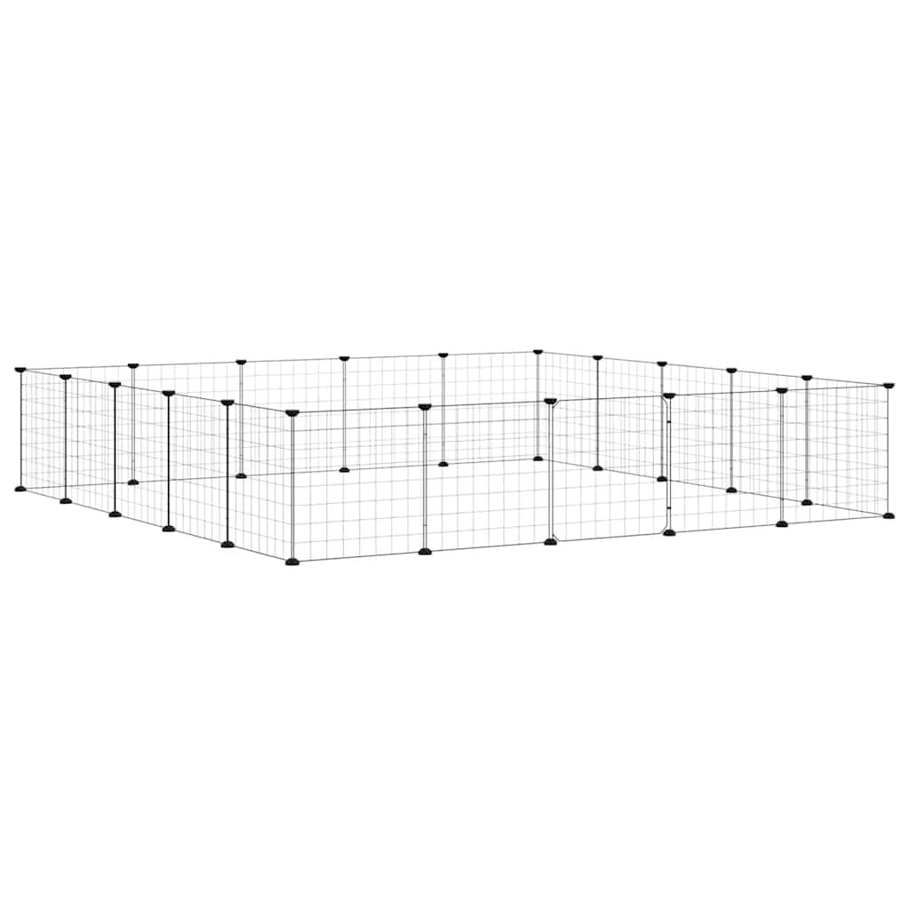 Vidaxl huisdierenkooi met deur 20 panelen 35x35 cm staal zwart