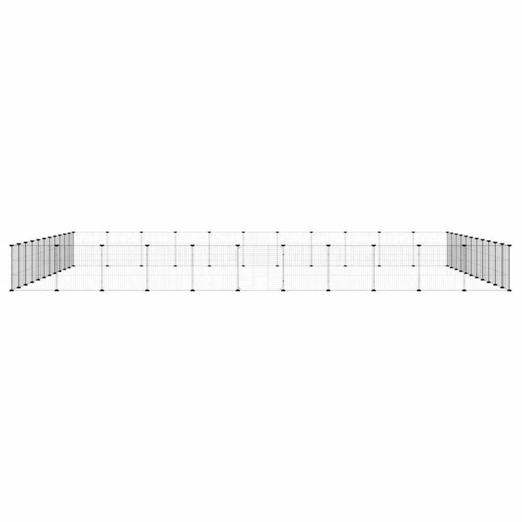 Vidaxl huisdierenkooi met deur 44 panelen 35x35 cm staal zwart