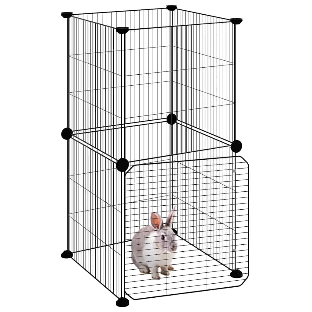 Vidaxl huisdierenkooi met deur 8 panelen 35x35 cm staal zwart