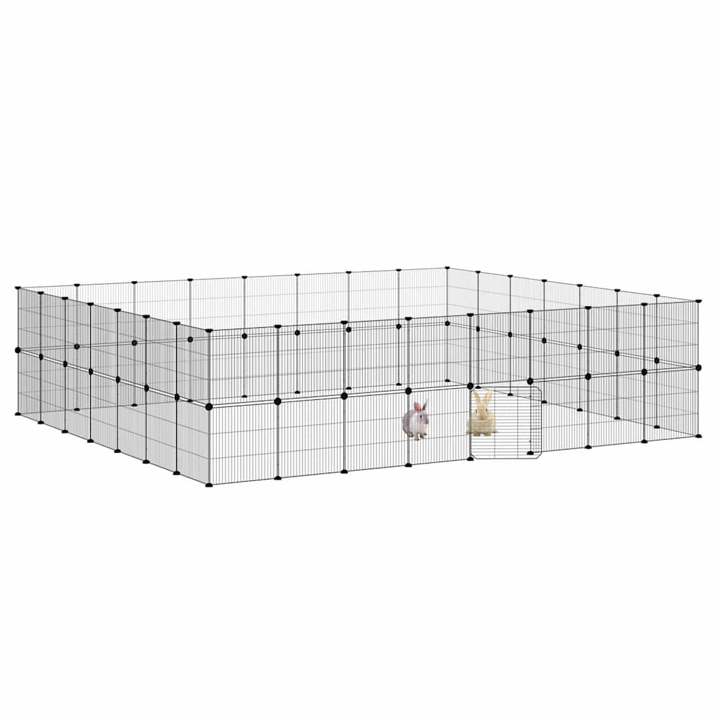 Vidaxl huisdierenkooi met deur 60 panelen 35x35 cm staal zwart