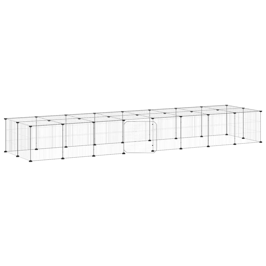 Vidaxl huisdierenkooi met deur 36 panelen 35x35 cm staal zwart