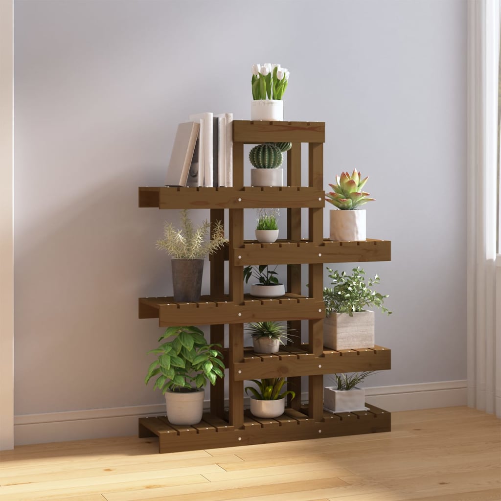 Vidaxl plantenstandaard 85x25x109,5 cm massief groenhout honingbruin