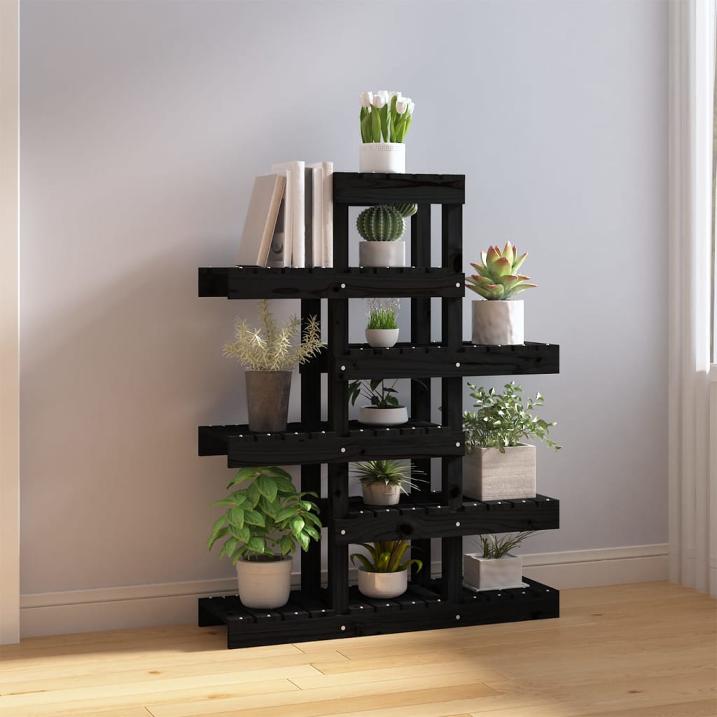 Vidaxl plantenstandaard 85x25x109,5 cm massief groenenhout zwart