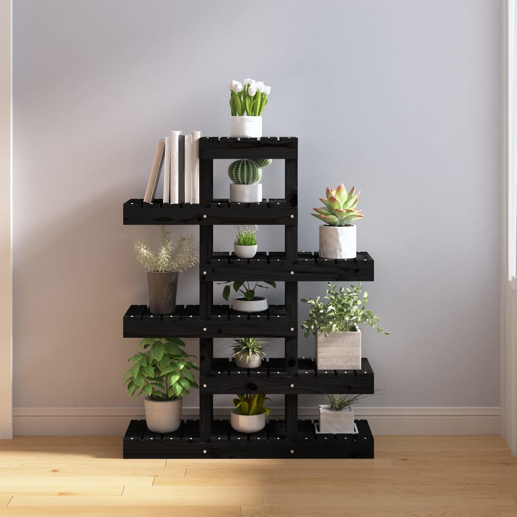 Vidaxl plantenstandaard 85x25x109,5 cm massief groenenhout zwart