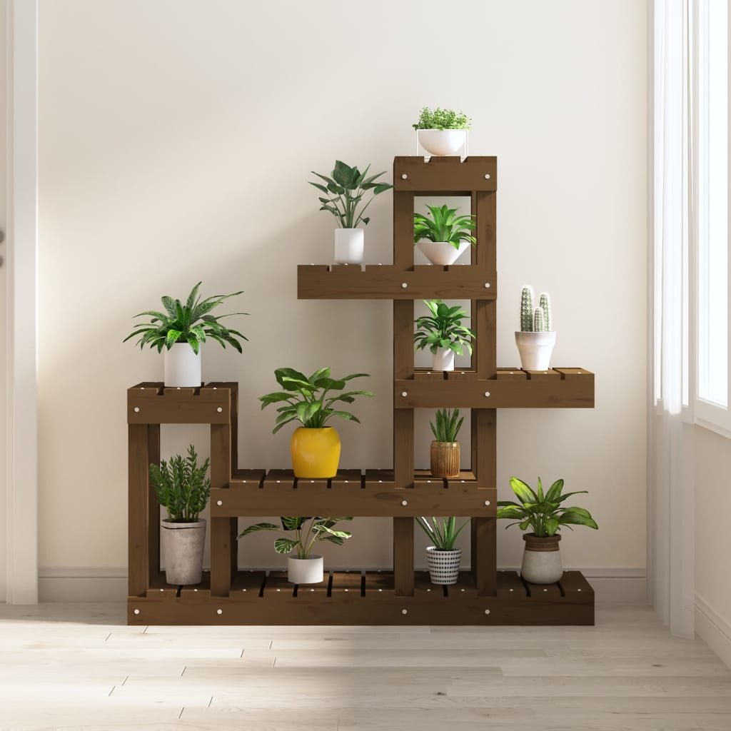 VidaXL Plantenstandaard 92x25x97 cm massief groenhout honingbruin