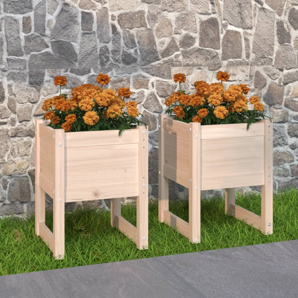Vidaxl plantenbakken 2 st 40x40x52,5 cm massief groenhout