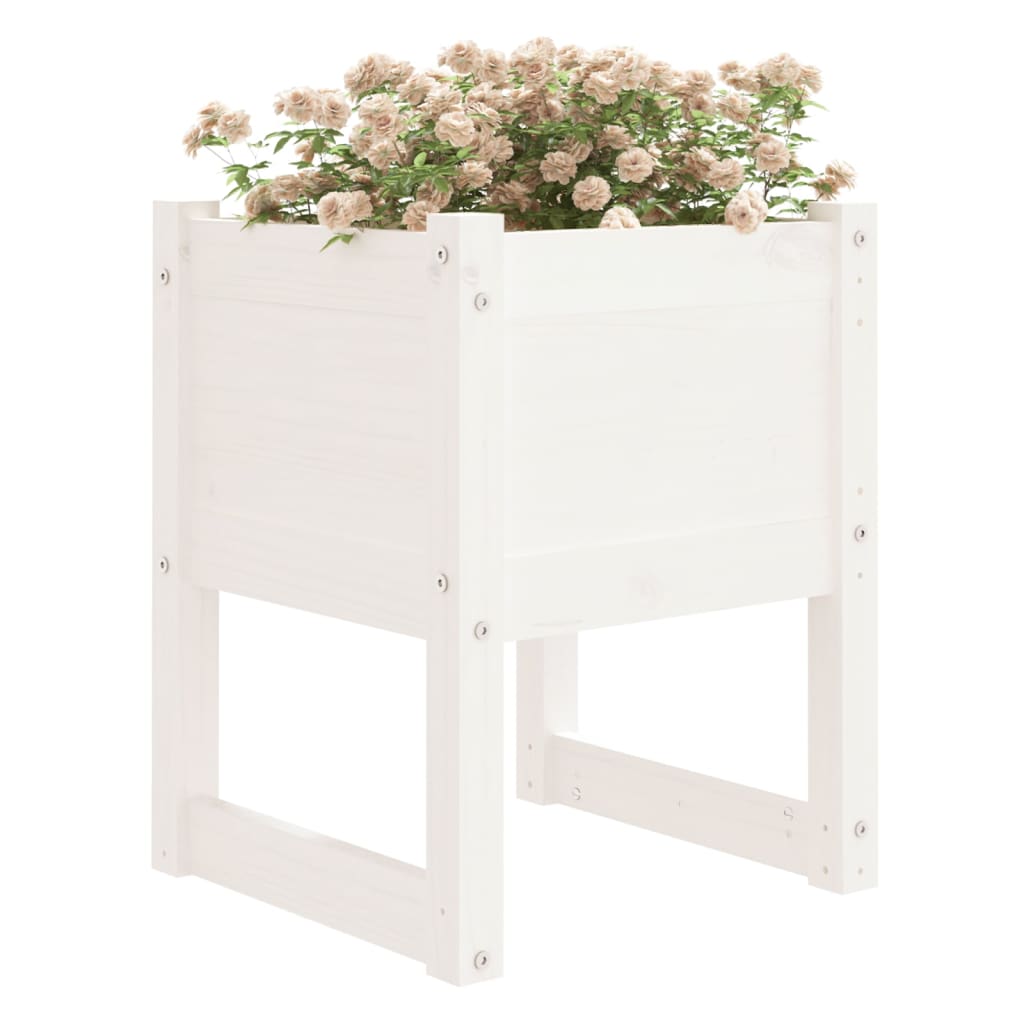 Vidaxl plantenbak 40x40x52,5 cm massief groenhout wit