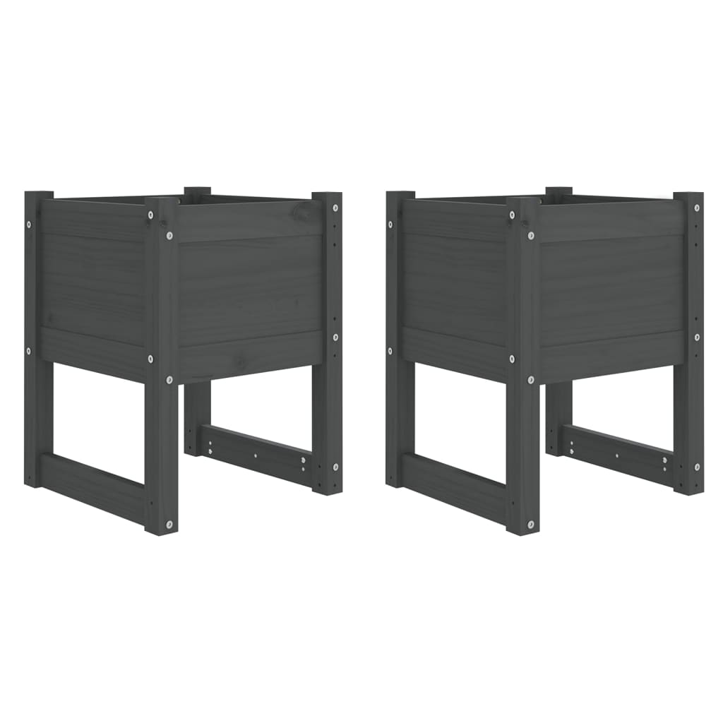 Vidaxl plantenbakken 2 st 40x40x52,5 cm massief groenenhout grijs
