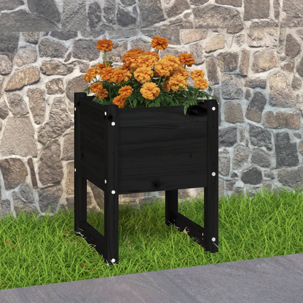 Vidaxl plantenbak 40x40x52,5 cm massief groenenhout zwart