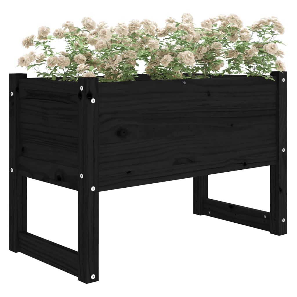 Vidaxl plantenbak 78x40x52 cm massief groenenhout zwart