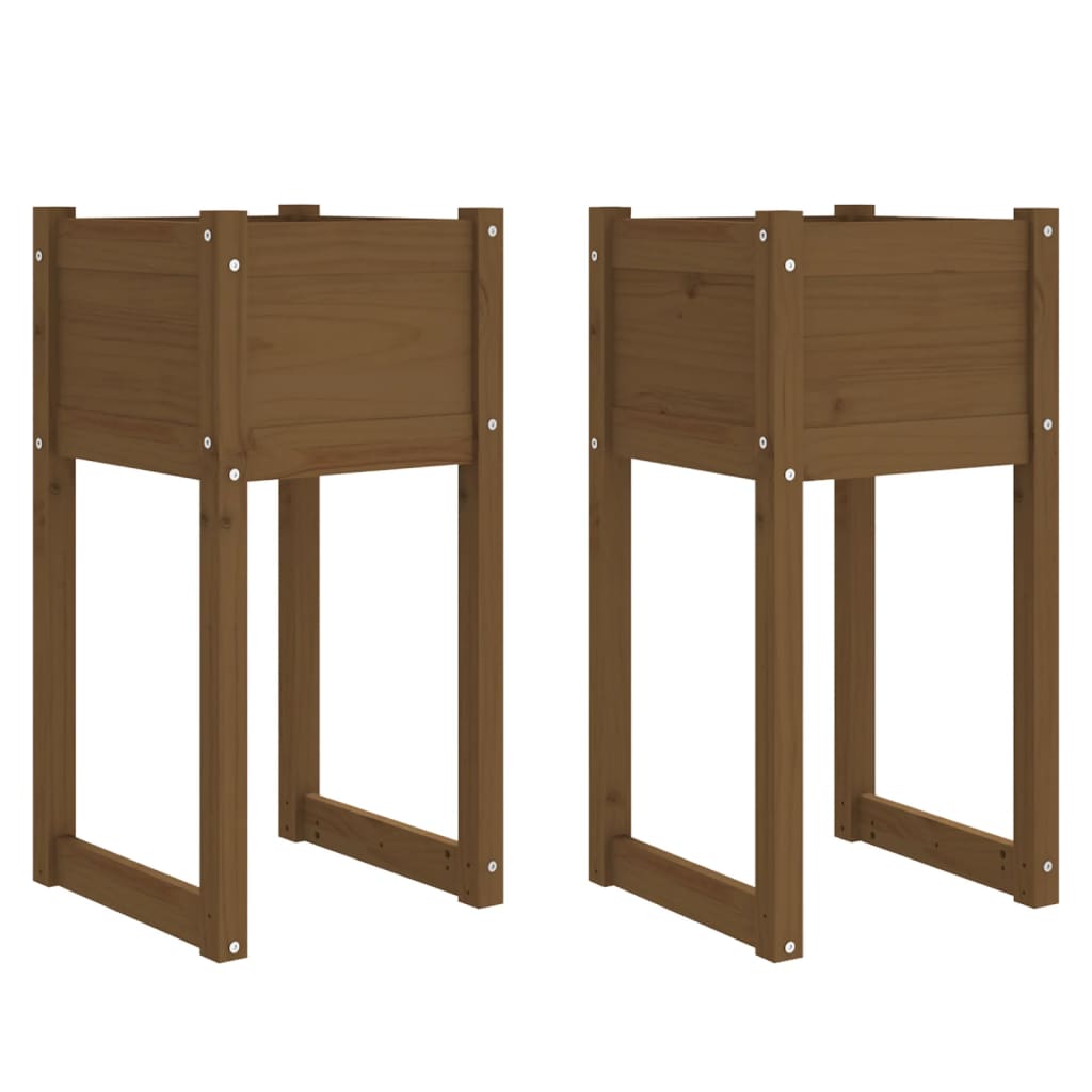 Vidaxl plantenbakken 2 st 40x40x81 cm massief groenhout honingbruin