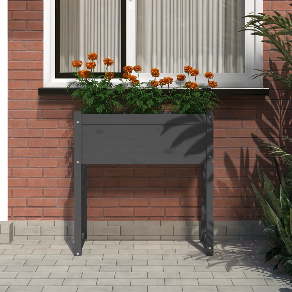 Vidaxl plantenbak 78x40x81 cm massief groenenhout grijs