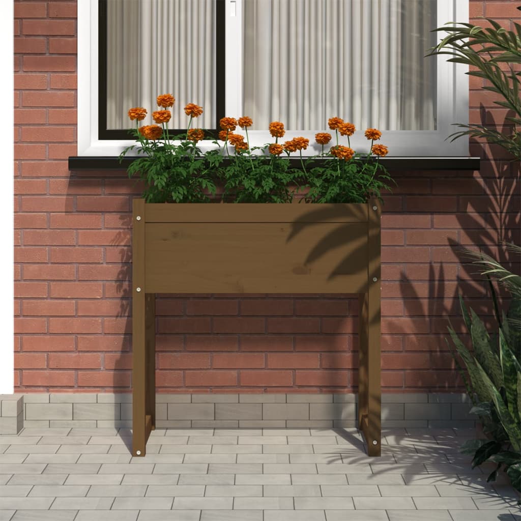 Vidaxl plantenbak 78x40x81 cm massief groenhout honingbruin