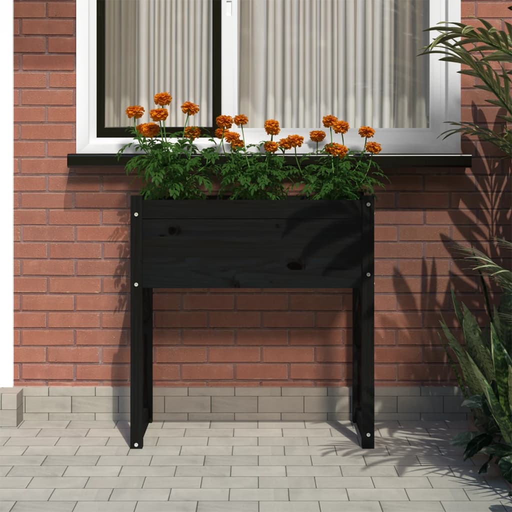Vidaxl plantenbak 78x40x81 cm massief groenenhout zwart