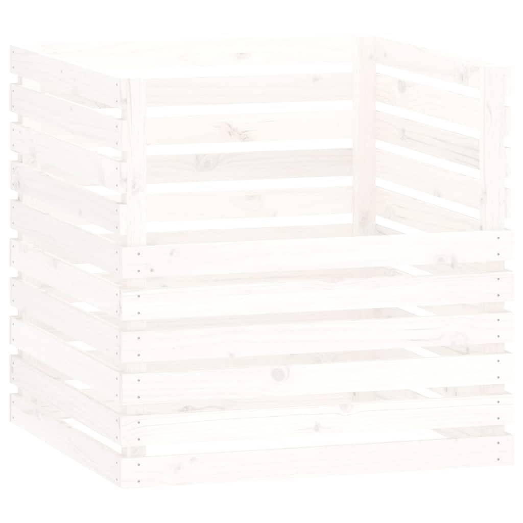Vidaxl compostbak 80x80x78 cm massief groenhout wit
