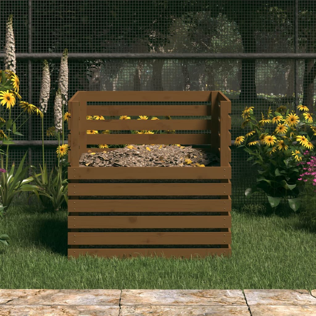 Vidaxl compostbak 80x80x78 cm massief groenhout honingbruin
