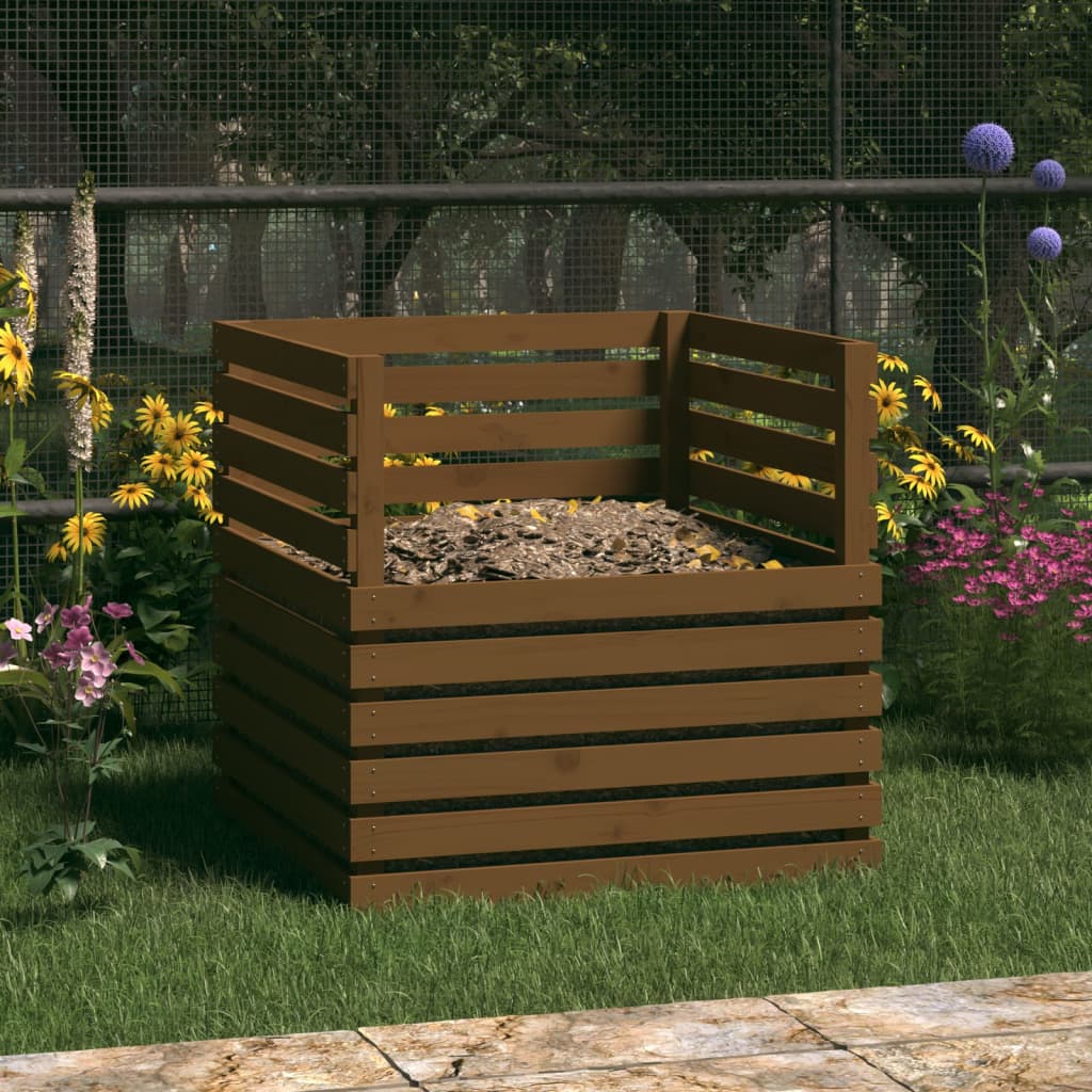 Vidaxl compostbak 80x80x78 cm massief groenhout honingbruin