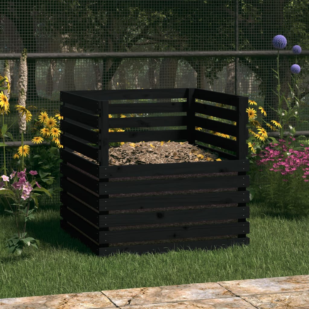 Vidaxl compostbak 80x80x78 cm massief groenenhout zwart