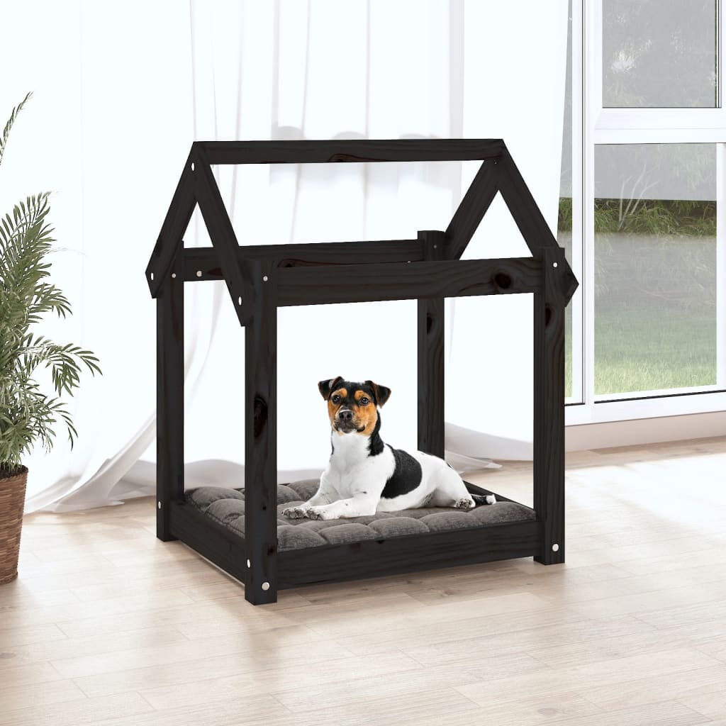 Vidaxl hondenmand 61x50x70 cm massief groenenhout zwart