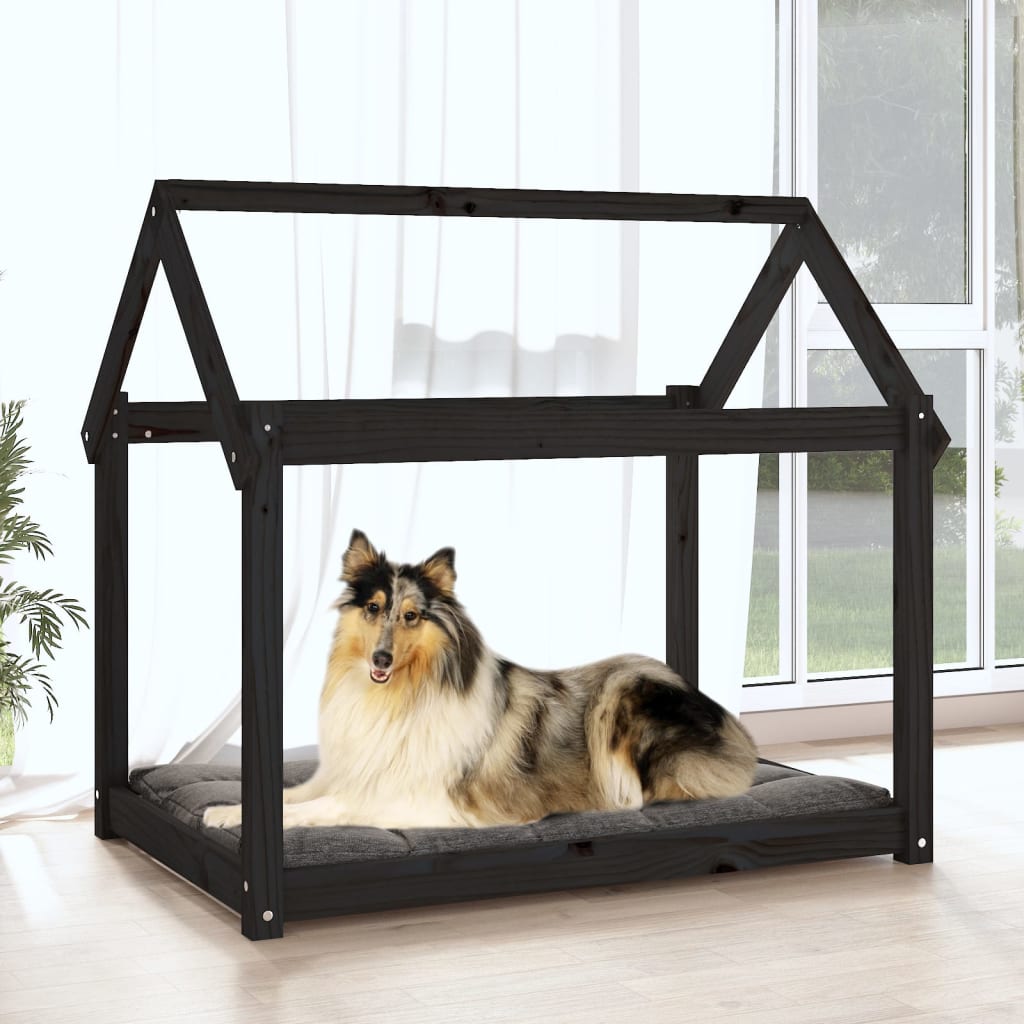 Vidaxl hondenmand 101x70x90 cm massief groenenhout zwart